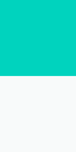 A solid teal color upper half with a white lower half.